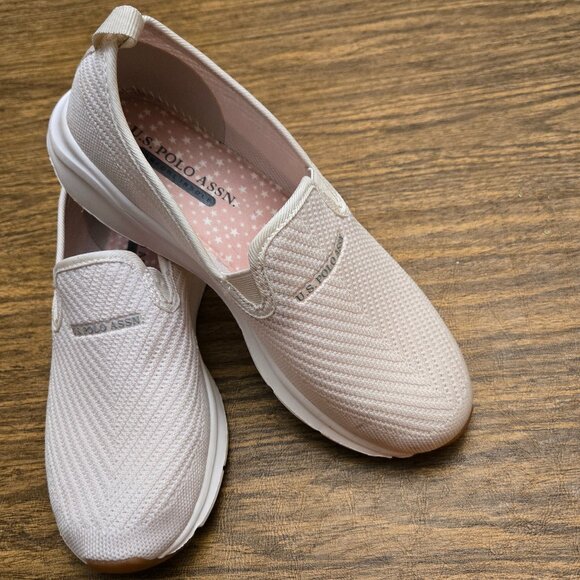 U.S. POLO ASSN. Women's Cream Knit Textile Slip-On Sneakers - Size 7.5M - Picture 1 of 13